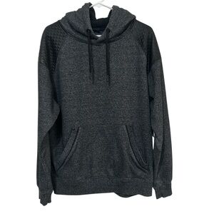 CSG Champs Sports Moto Hoodie Quilted Faux Leather Shoulder Accents Gray Large